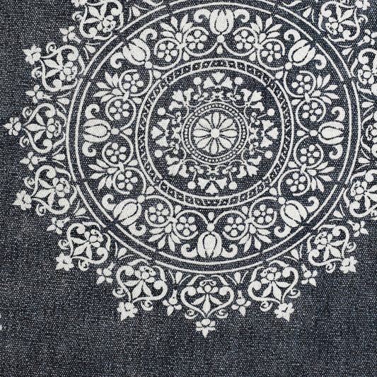 24" X 36" Stonewashed Blue Medallion Pillow Style Pet Bed With Removable Cover